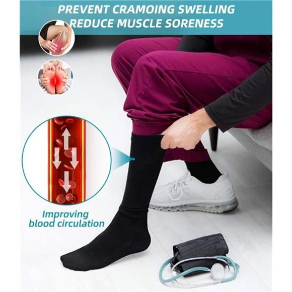 Foot Compression Socks For Women Men - Graduated Support Knee High Socks - Picture 2 of 8